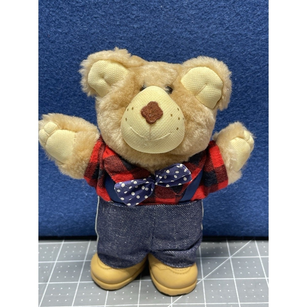 Furskins Xavier Roberts Bear 7" Teddy Bear Stuffed Animal Plush Bow Suspenders